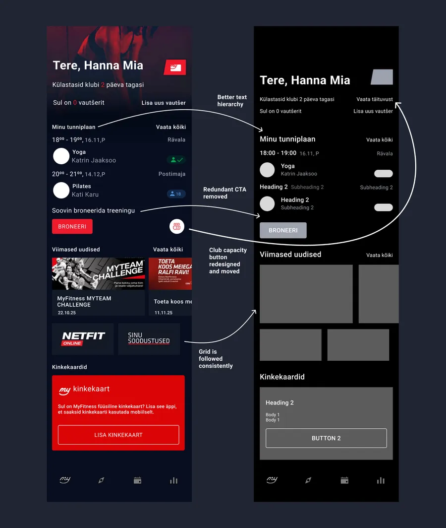 Original design compared to Low Fidelity Redesign